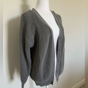 Dark Grey Button Up Knit Cardigan